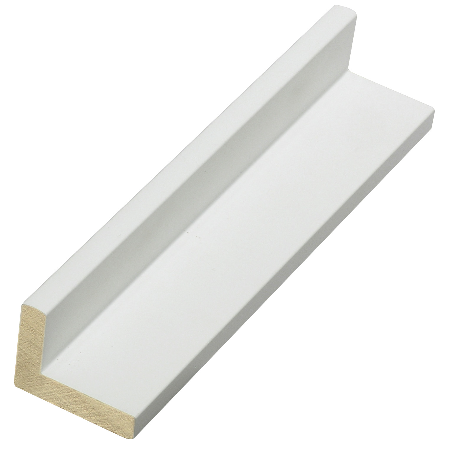 Moulding L shaped fingerjoint pine, width 44mm, height 34 - White